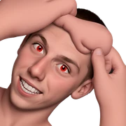 smiling boy with red eyes sticker