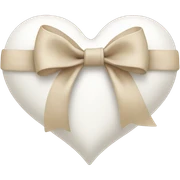 white heart with beige bow sticker