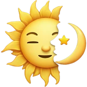 moon and sun with heart sticker