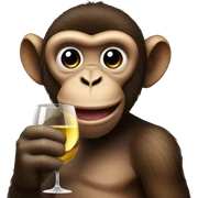 monkey holding a glass of wine sticker