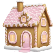 light pink and gold and white gingerbread house sticker