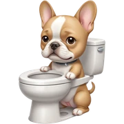 French bull dog using a toilet sticker