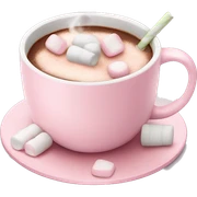 Light Pink mug of hot chocolate with marshmallows  sticker