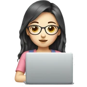 Korean girl  not glass with laptop  sticker