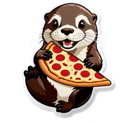 Otter eating pizza sticker