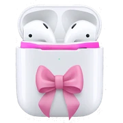 Airpods with pink ribbons sticker