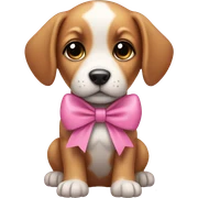 puppy wearing pink bow sticker