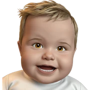 portrait of a boy with surprise sticker