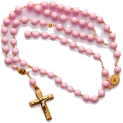 Light pink with gold cross rosary  sticker