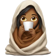 girl inside a blanket sipping coffee eyes closed sticker