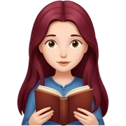A beautiful, burgundy long haired girl reading a book sticker