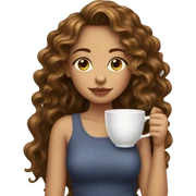 Girl sipping tea with long black wavy curly sticker