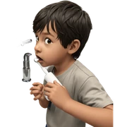 boy at sink looking up sticker