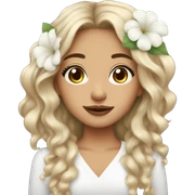 Medium Hair Girl with big white flower earrings sticker