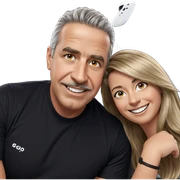 smiling duo with contrasting styles sticker