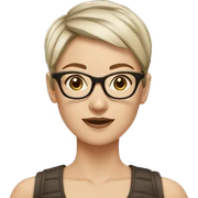White girl with glasses and short pixie cut brown hair sticker
