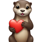 Otter holding a heart sticker