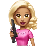 barbie with pink pistol sticker