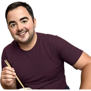 smiling boy with chopsticks sticker