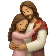 Jesus hugs a girl sticker