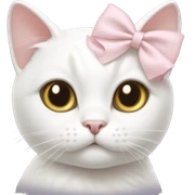 White cat with pale pink bow sticker