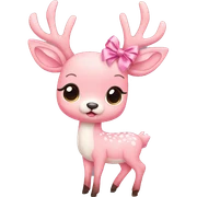 Baby pink deer with ribbon sticker