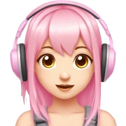 FAIR SKIN GAMER GIRL WITH PINK STRAIGHT HAIR gamingheadset pink kawaii gamer shiny blushing cute kawaii pastel anime trending style pink gaming headset gamergirl pastelcore girl gamer sticker