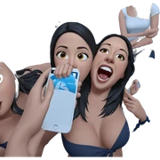 girls in bed with phone sticker