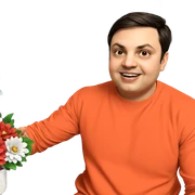 smiling boy with flower indoors sticker