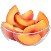 Pink peach slices in a clear glass bowl  sticker