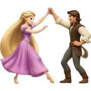Rapunzel and Flynn Rider dancing sticker