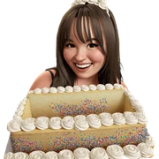 smiling girl with cake sticker