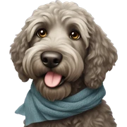Black labradoodle with scarf sticker