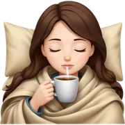 girl inside a blanket sipping coffee eyes closed sticker