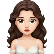 Dark Brown haired girl, long Hollywood wave hair, in white wedding dress sticker