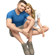 smiling pair in casual attire sticker