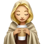 Blond girl inside a blanket sipping coffee eyes closed sticker