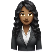 business woman long wavy black hair sticker