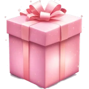 Pastel Pink Gift Box "A pastel pink gift box with a glowing ribbon, glittery wrapping paper, and magical sparkles floating in the air around it." sticker
