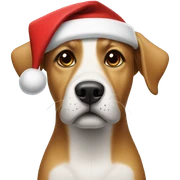 Dog wearing a Santa hat sticker