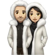 Dark haired White couple in long fur coats sticker