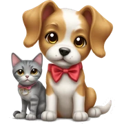 Cute dog and cat with bow sticker