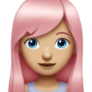 Girl with blue eyes and long pink hair with bangs  sticker
