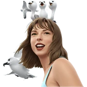 girl with seagull under sky sticker
