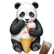 Panda eating ice cream sticker