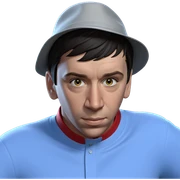 boy in hat gazing forward sticker