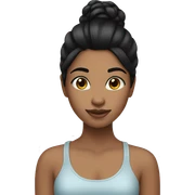 Girl, straight black hair, highlights sticker