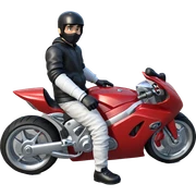 boy in gloves with motorcycle sticker