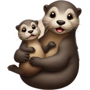 otter holding a baby otter sticker