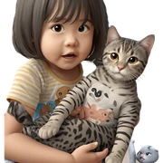 girl holding cat indoors sticker